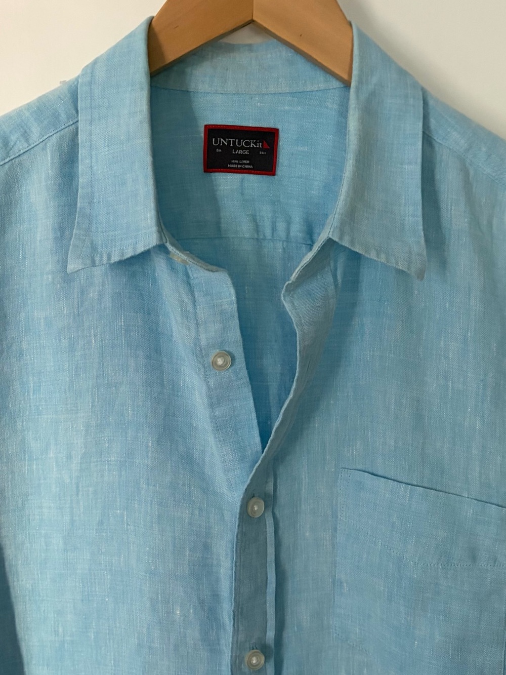 UNTUCKit Men’s Size L Long Sleeve 100% Linen Button Down Shirt